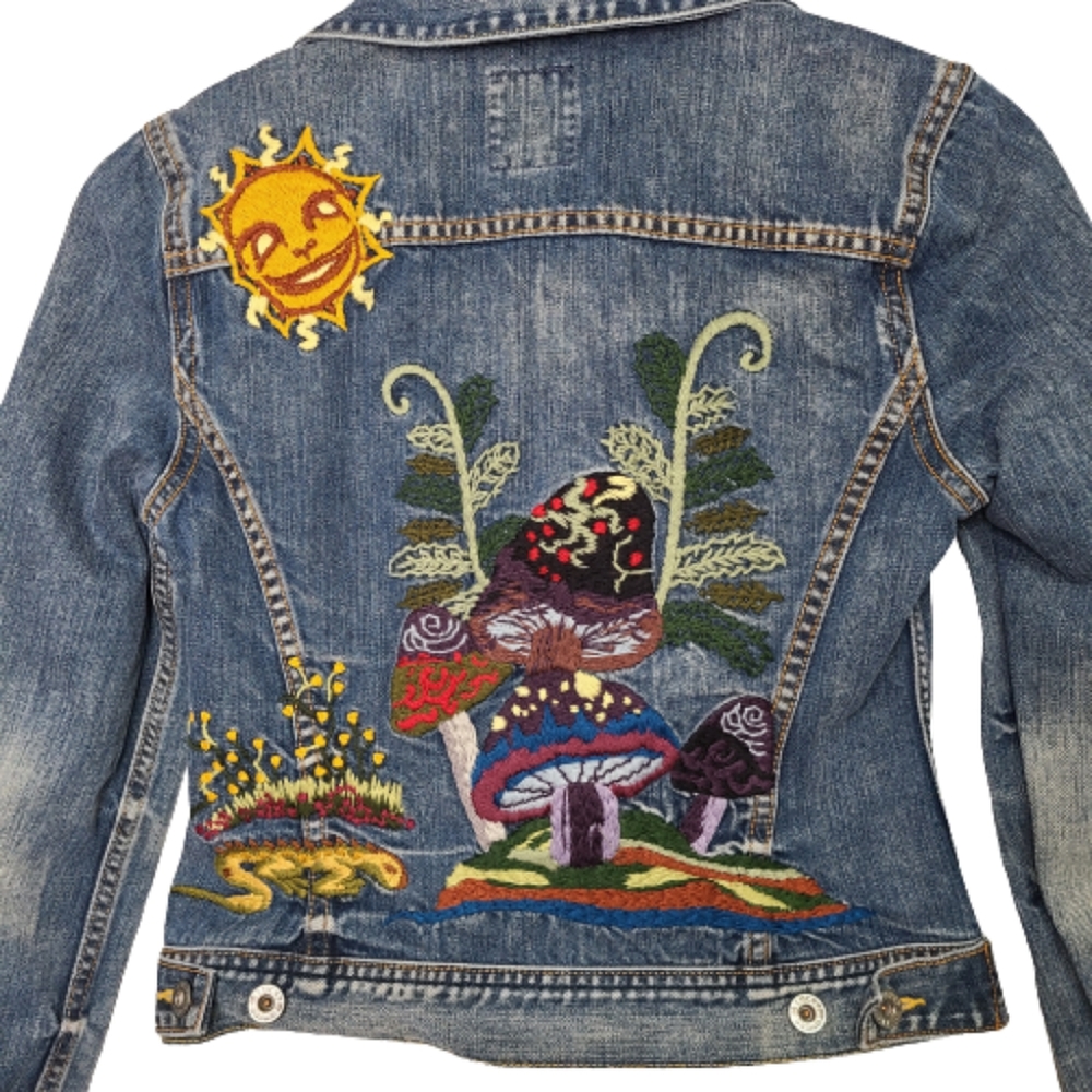 Lucky Brand Embroidered Jean Jacket XS